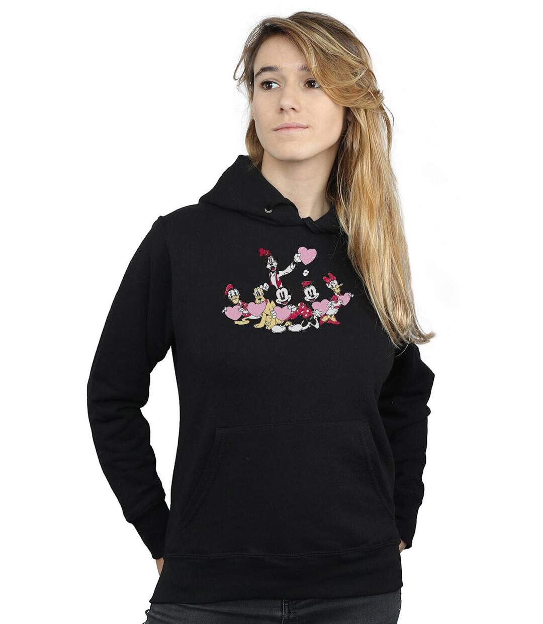 Disney - Sweat à capuche MICKEY MOUSE LOVE FRIENDS - Femme (Noir) - UTBI11149-2