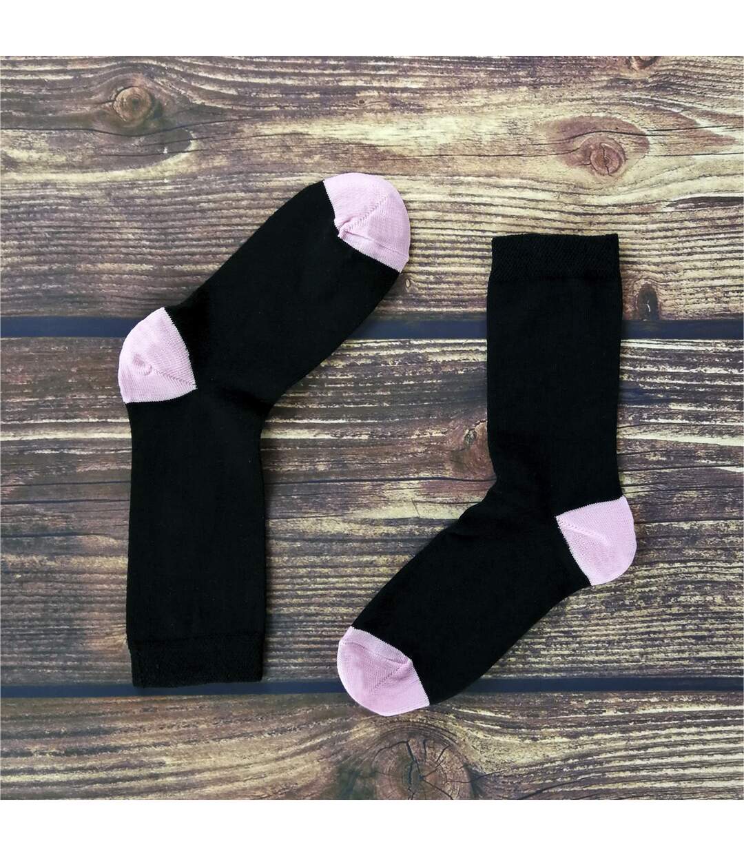 5 Pack Ladies Soft Top Cotton Rich Socks with Coloured Heel & Toe-3