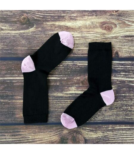 5 Pack Ladies Soft Top Cotton Rich Socks with Coloured Heel & Toe