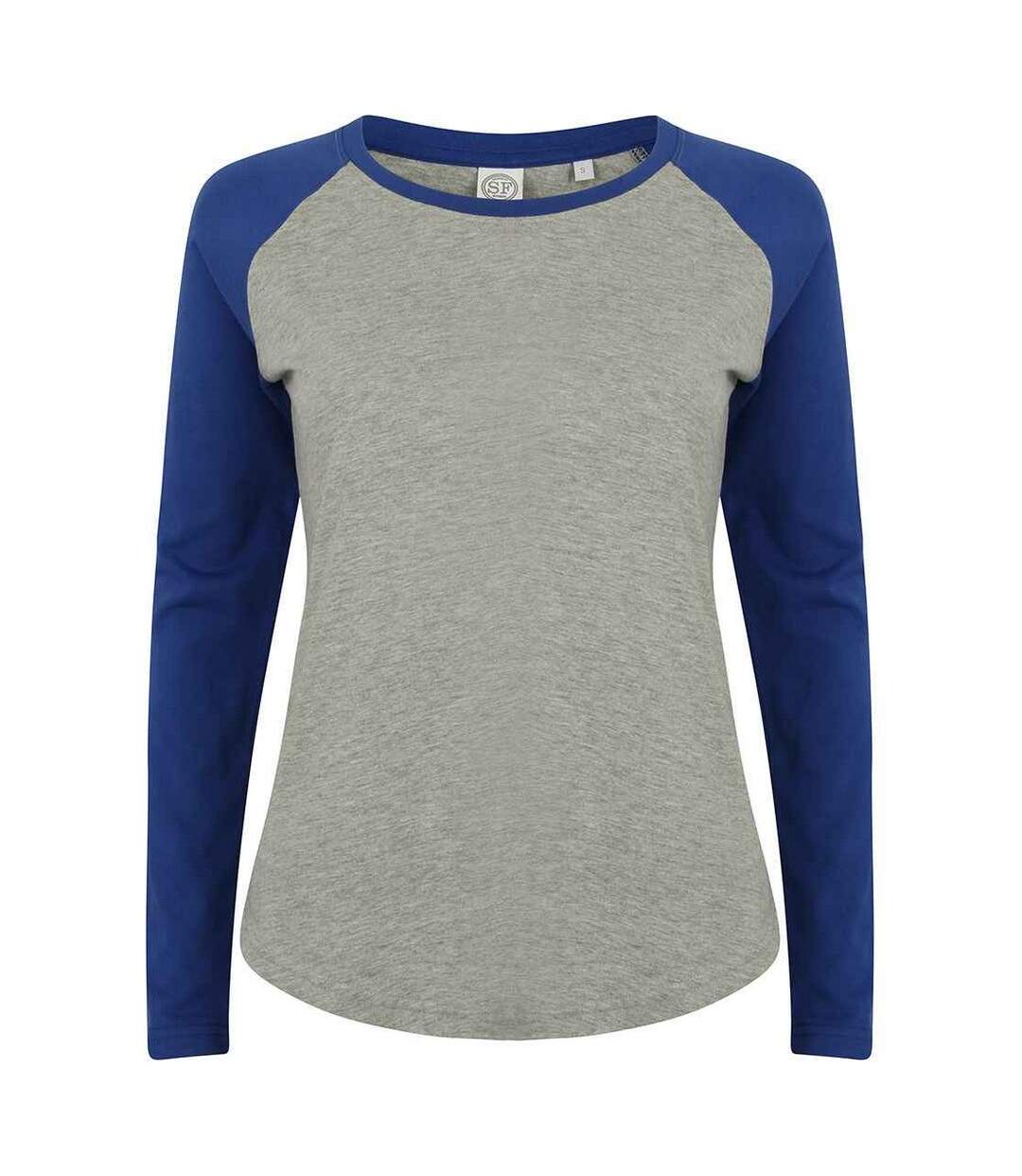 T-shirt femme gris chiné / bleu roi SF