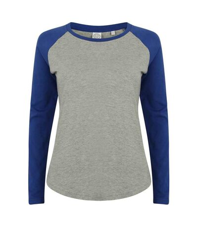 T-shirt femme gris chiné / bleu roi SF