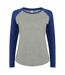 SF Womens/Ladies Heather Long-Sleeved Baseball T-Shirt (Heather Grey/Royal Blue) - UTPC5706