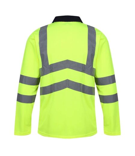 Unisex Adult High-vis Long-sleeved Polo Shirt Yellow Navy Regatta Professional