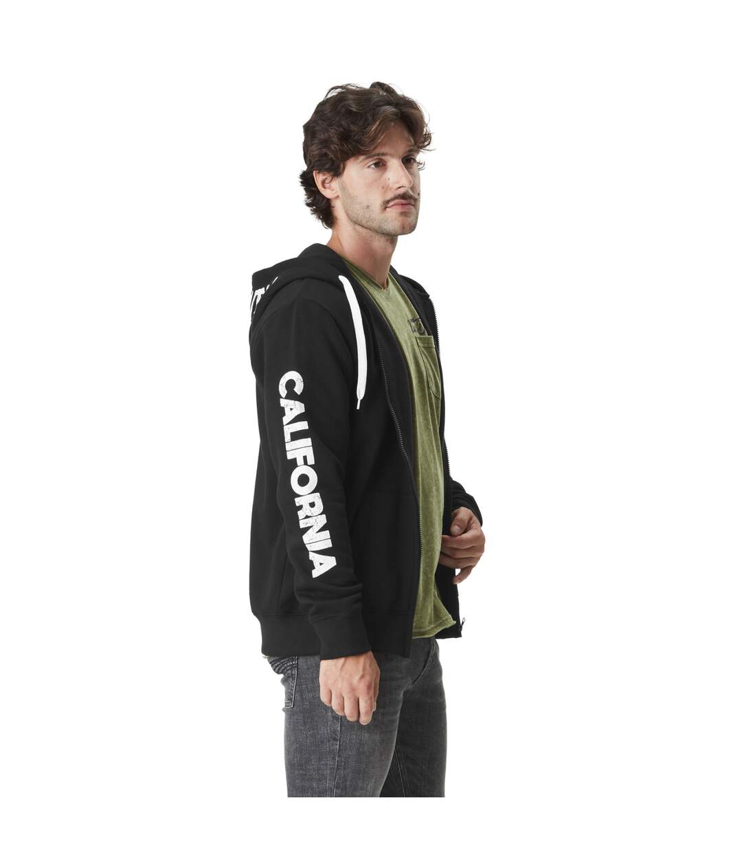 Sweat homme zippé à capuche California Vondutch-3