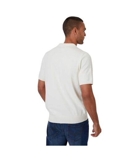 Mens Ollerton Geometric Polo Shirt Ecru Threadbare