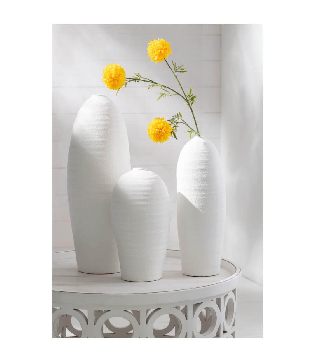 Vase Design en Ciment Creta 36cm Blanc-5