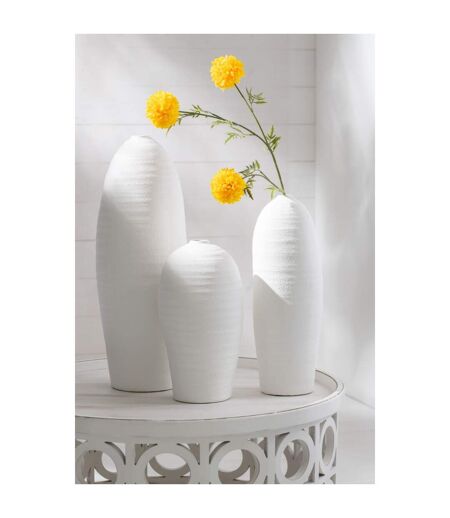 Vase Design en Ciment Creta 36cm Blanc