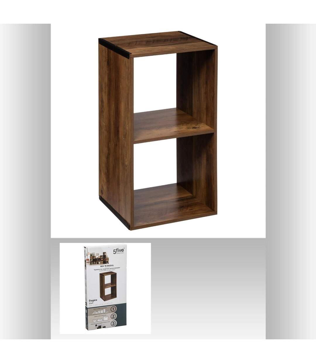 Etagère 2 Cases Mix - P. 34,5 cm x H. 67,5 cm - Marron-2