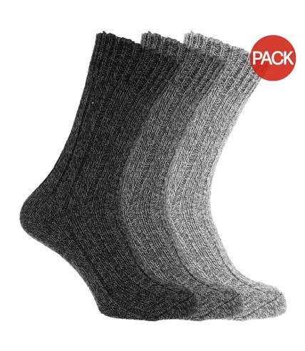 Lot de 3 Chaussettes de botte homme nuances de gris Universal Textiles