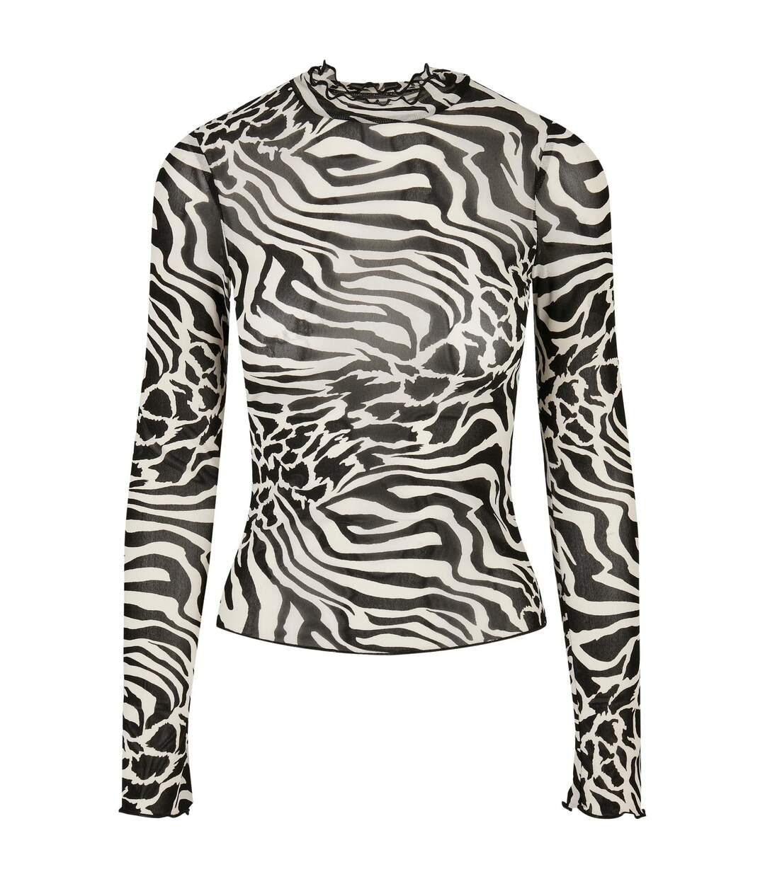 Haut Manches Longues Motif/style Imprimé Intégral Femme Blanc Noir Urban Classics-1