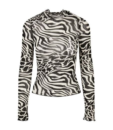 Haut Manches Longues Motif/style Imprimé Intégral Femme Blanc Noir Urban Classics