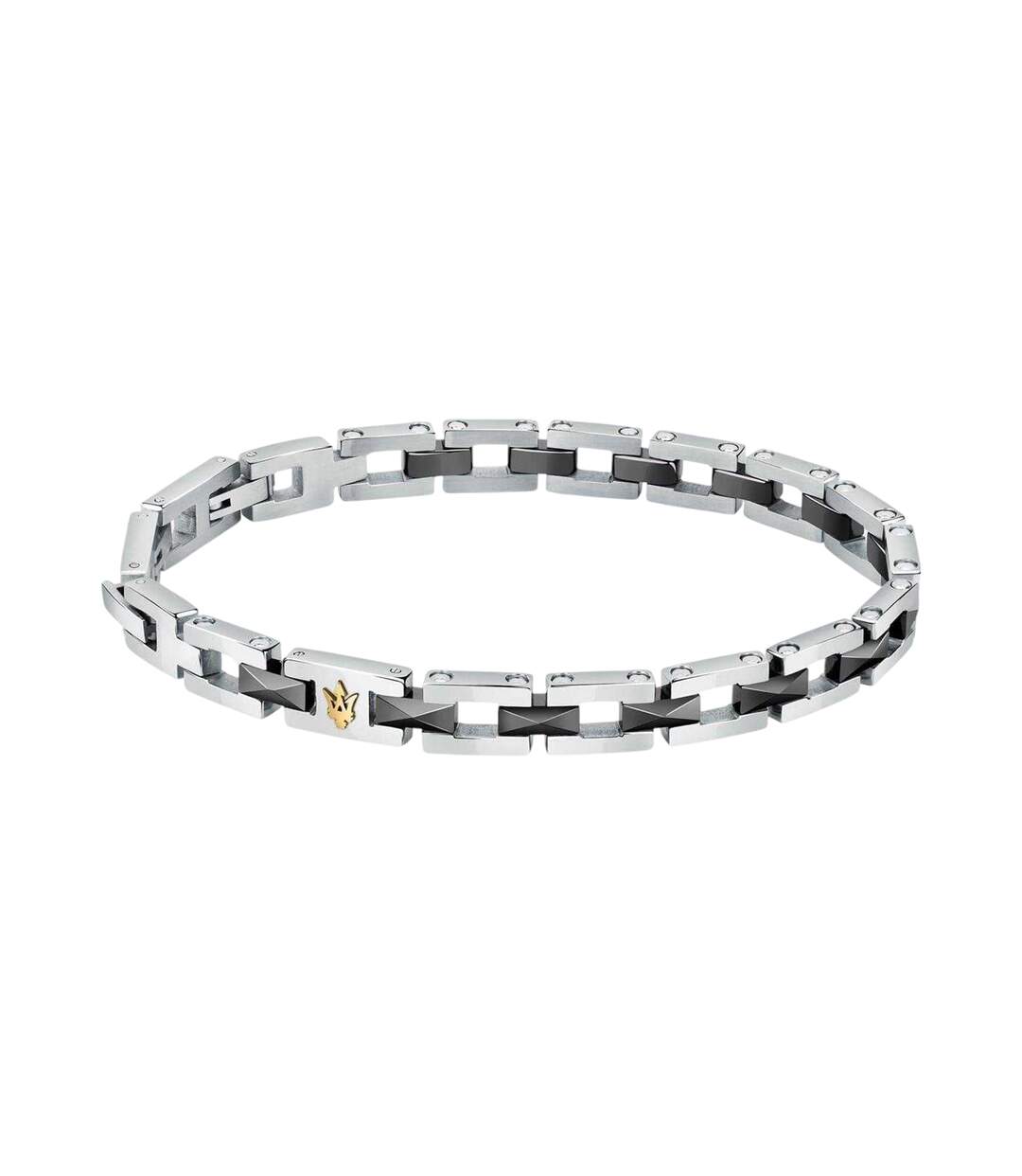 Mens Enamelled Link Bracelet One Size Silver Maserati-1