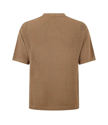 Mens Logo Knitted T-shirt Mocha Belier