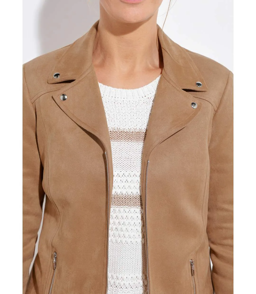 Blouson zippé tissu suédé velouté-4