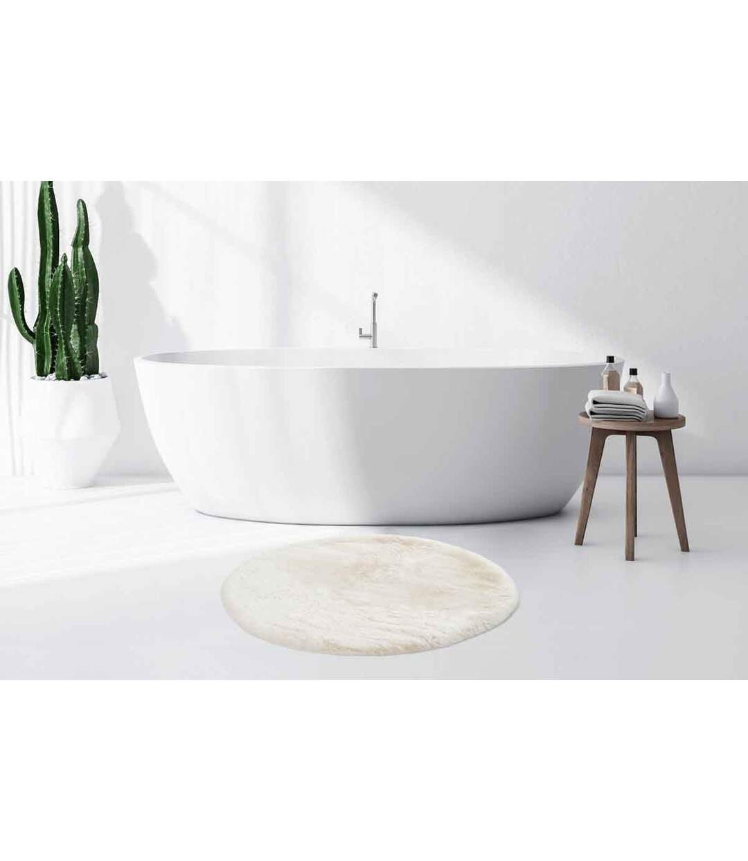 Tapis de Bain Antidérapant Rabbit 100cm Blanc-5