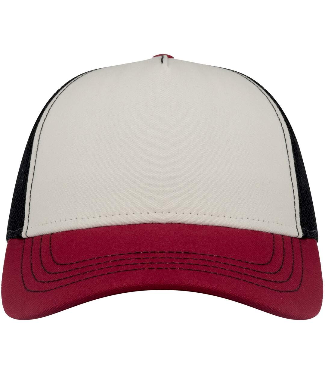 Unisex adult rapper 5 panel canvas recycled trucker cap white/burgundy/black Atlantis-1