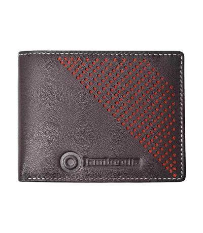 Punched Leather Wallet One Size Dark Brown Lambretta