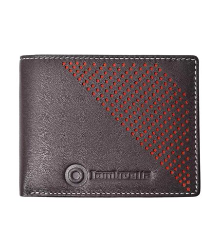 Punched Leather Wallet One Size Dark Brown Lambretta