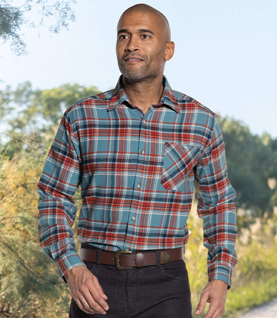 Men's Blue & Red Checked Shirt