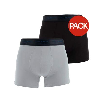 Pack Of 2  Mens Modal Boxer Shorts  Black Silver Ted Baker