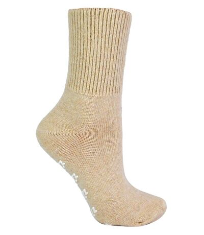Ladies Non Slip Cashmere Wool Blend Slipper Bed Socks with Zzz Grips