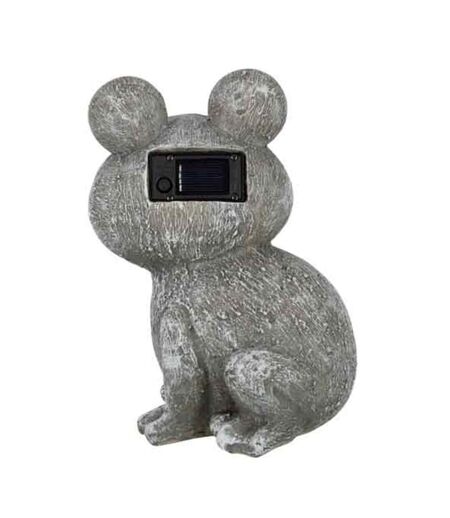 Statuette Déco Grenouille Solaire 22cm Gris