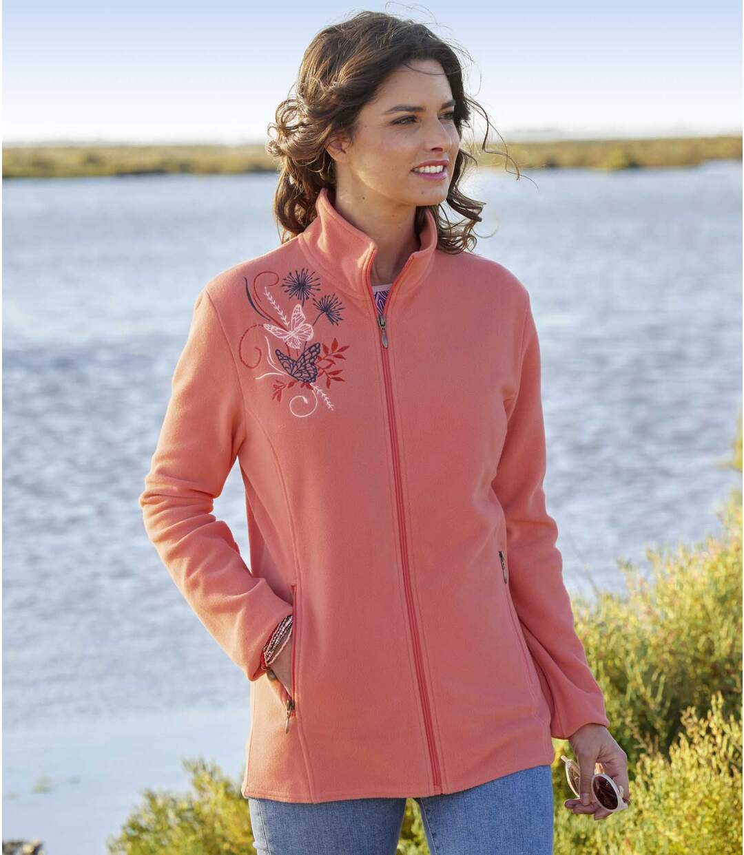 Pack of 2 Women's Embroidered Microfleece Jackets - Pink Sky Blue Atlas For Men