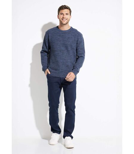 Pull col rond maille chinée laine manches longues