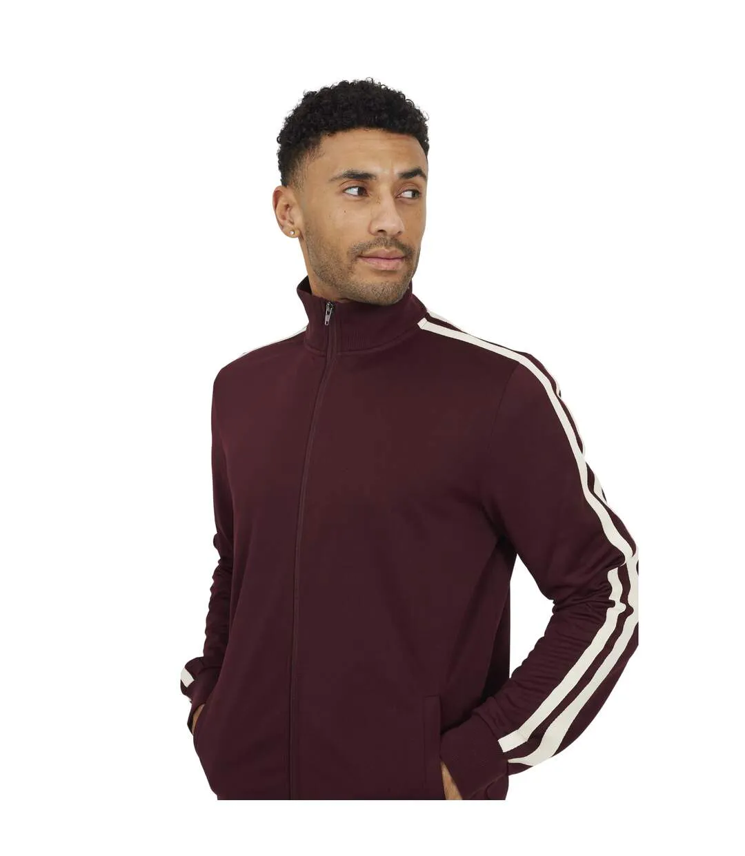 Haut De Survêtement Motif/style Zippé Homme Bordeaux Brave Soul-3