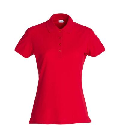 Womens/ladies Plain Polo Shirt Red Clique