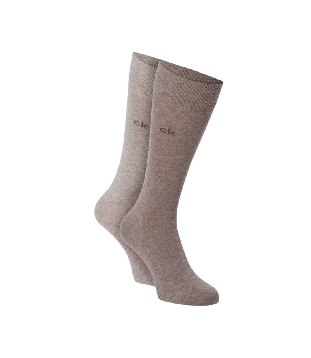 Chaussettes Motif/style Logo Brodé Homme Beige Marron Calvin Klein-1