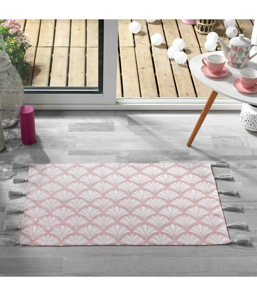 Tapis Déco à Pompons Art Chic 50x80cm Rose-5
