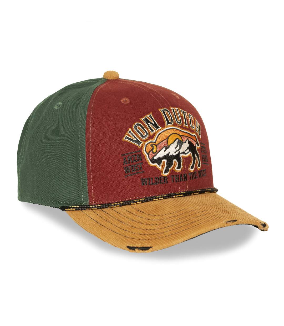 Casquette semi curve premium effet usé avec broderie Wilder Vondutch-4