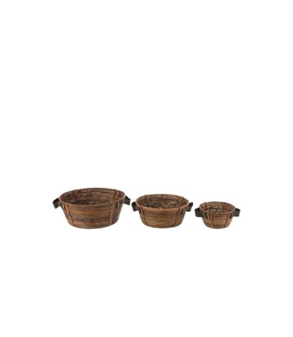 Lot de 3 Coupelles Déco Anse 44cm Marron