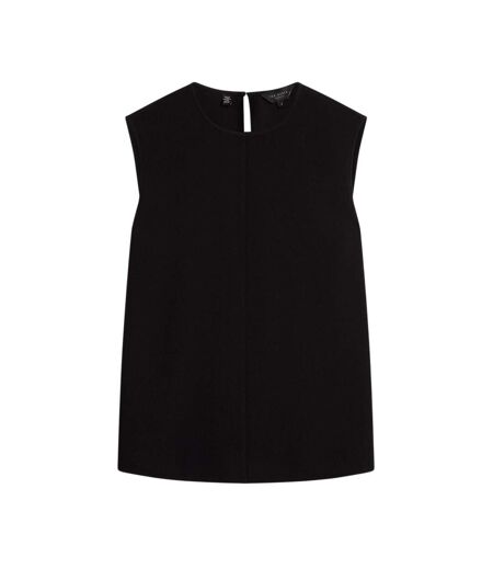 Womens/ladies Plain Sleeveless Shirt Black Ted Baker