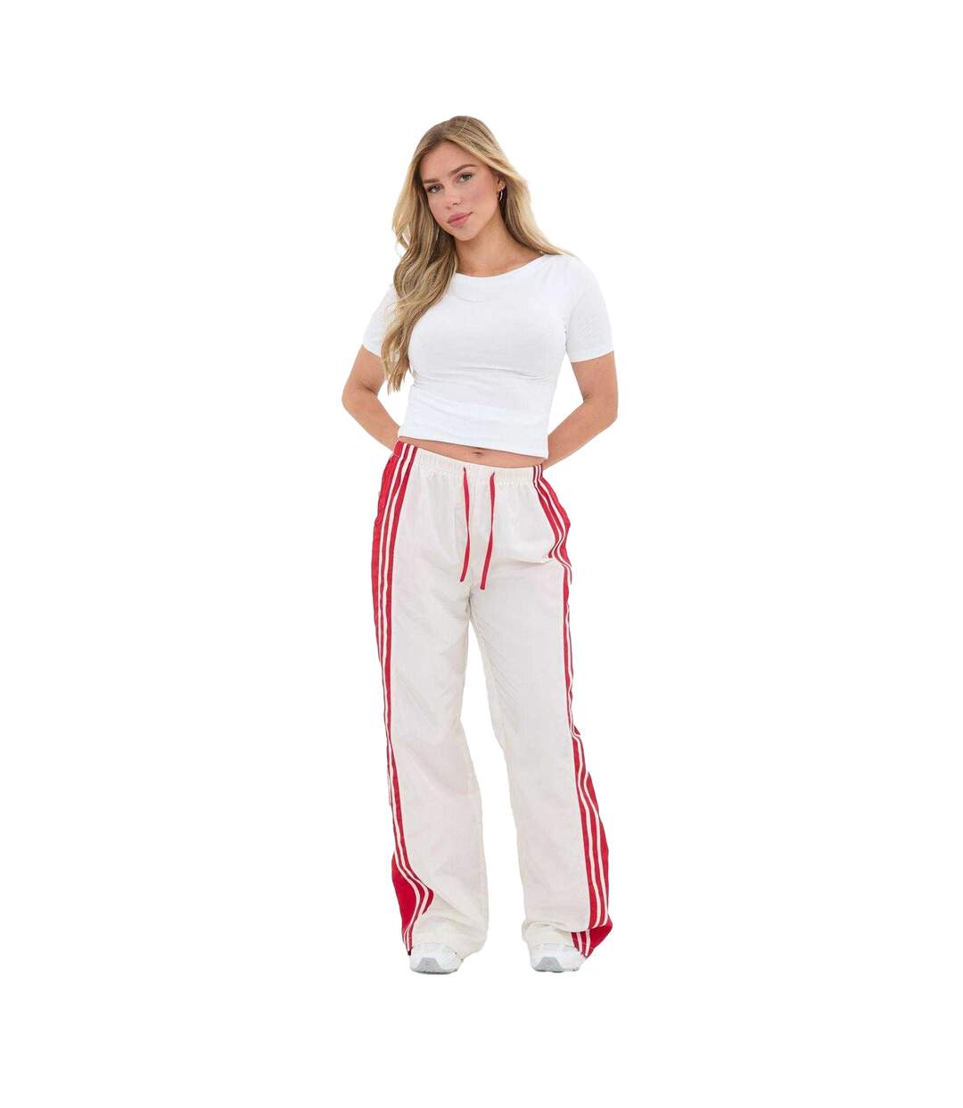 Pantalon De Jogging Motif/style Rayure Latérale Femme Blanc I Saw It First-1