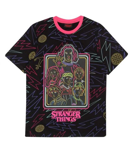 Stranger Things Mens Neon T-Shirt (Black)