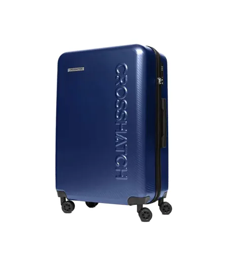 Pack Of 3  Escapade Embossed 4 Wheeled Suitcase  S-m-l Royal Blue Crosshatch