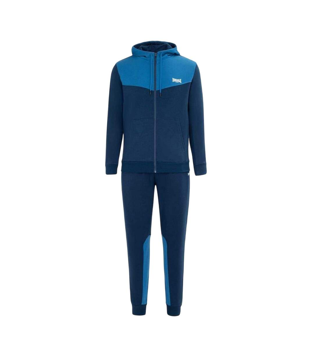 Mens Two Tone Cotton Blend Workout Tracksuit Navy Royal Blue Lonsdale-1