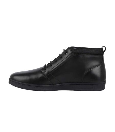 Mens Elgan Leather Flat Boots Black Firetrap