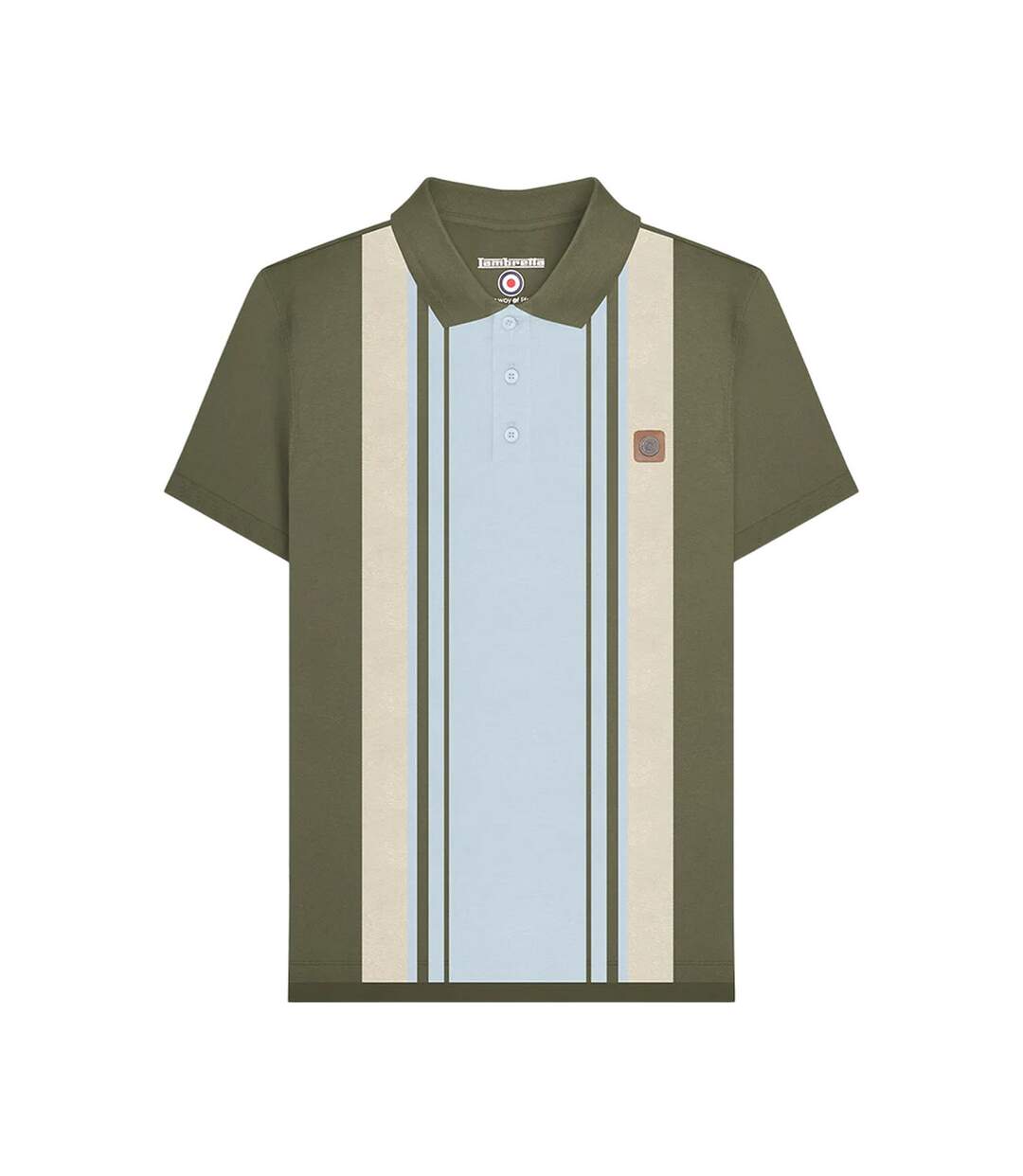 Mens ss25 classic polo shirt khaki green Lambretta-1