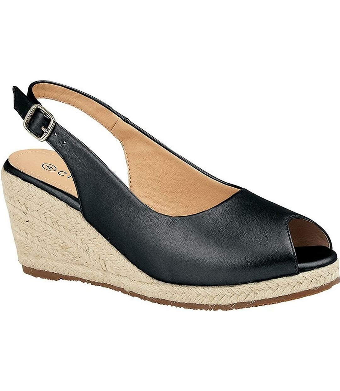 Cipriata Womens/Ladies Regina PU Buckle Wedge Heel Sandals (Black) - UTDF1907