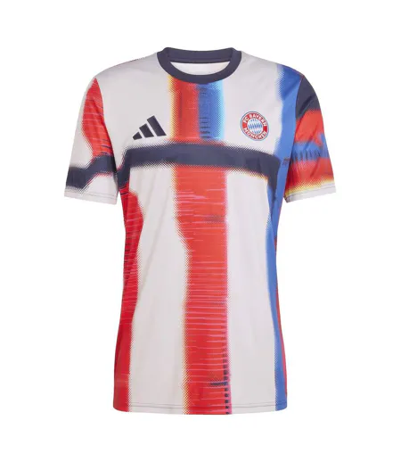 T-shirt Manches Courtes Motif/style Fc Bayern Munich Homme Bleu Marine Foncé Blanc Adidas