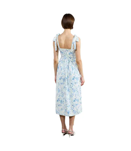 Robe Mi-longue Sans Manches Serenity Femme Crème Bleu French Connection