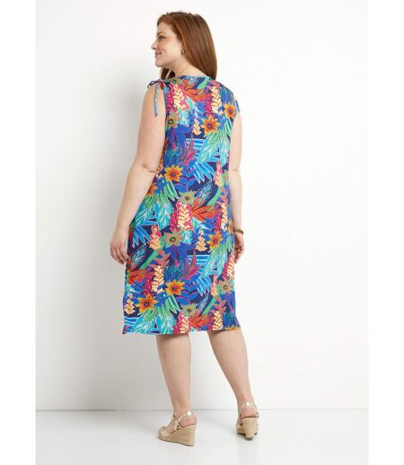 Robe débardeur courte fleuri tropical
