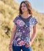 T-shirt met bloemen en originele halslijn