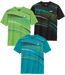 Pack of 3 Men's Sports T-Shirts - Green Blue Black