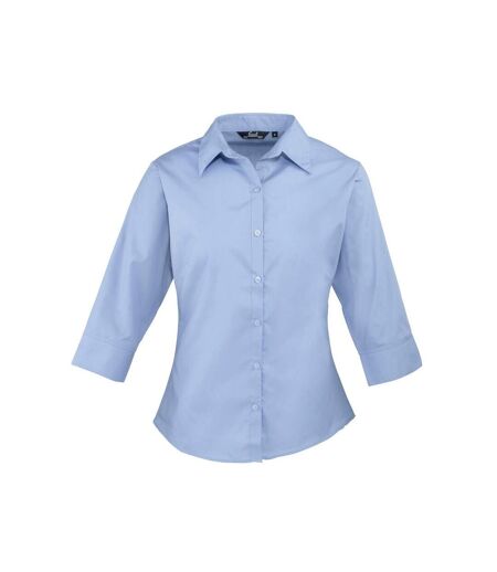 Premier Womens/Ladies Poplin 3/4 Sleeve Shirt (Mid Blue) - UTPC6704