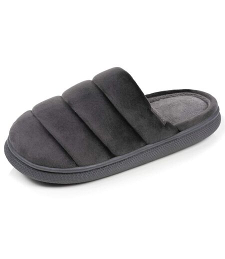 Isotoner Chaussons Mules homme velours ultra doux, semelle bloup confort, bout fermé