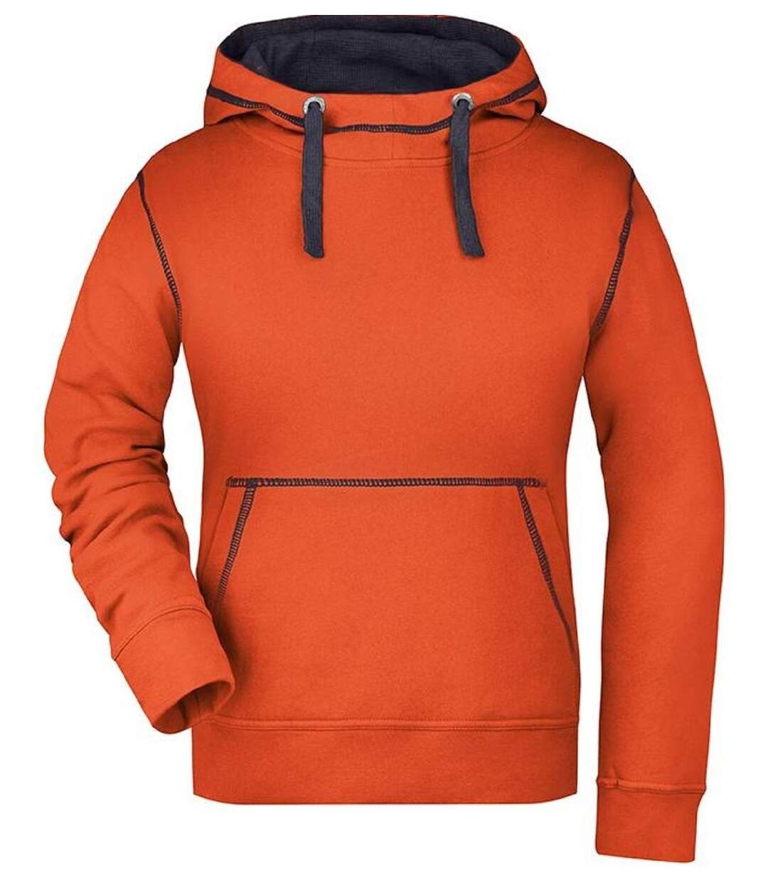 Sweat shirt à capuche femme - JN960 - orange et marine-1